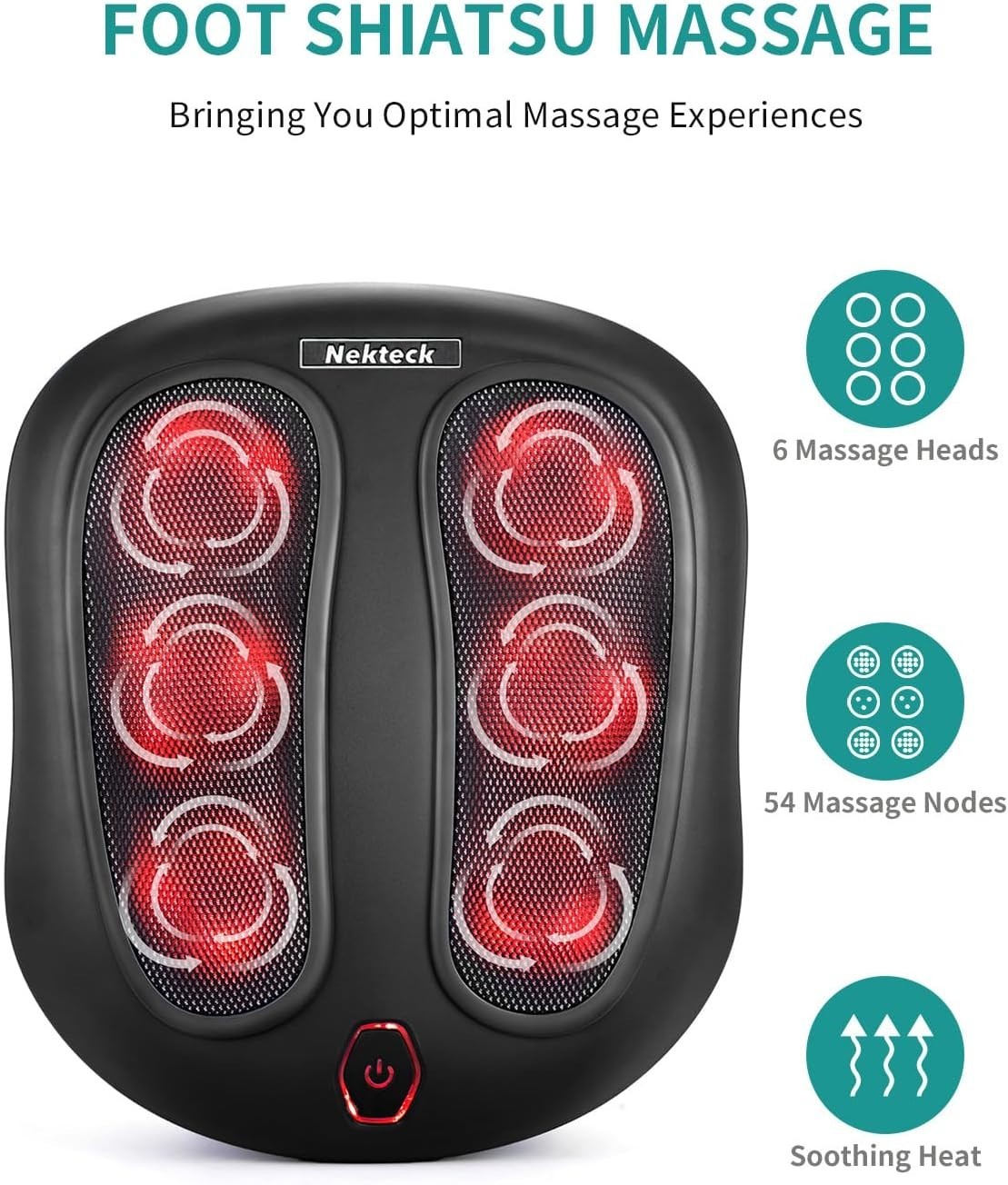 Nekteck Foot & Back Massager with Heat, Shiatsu Electric Kneading Foot Massage