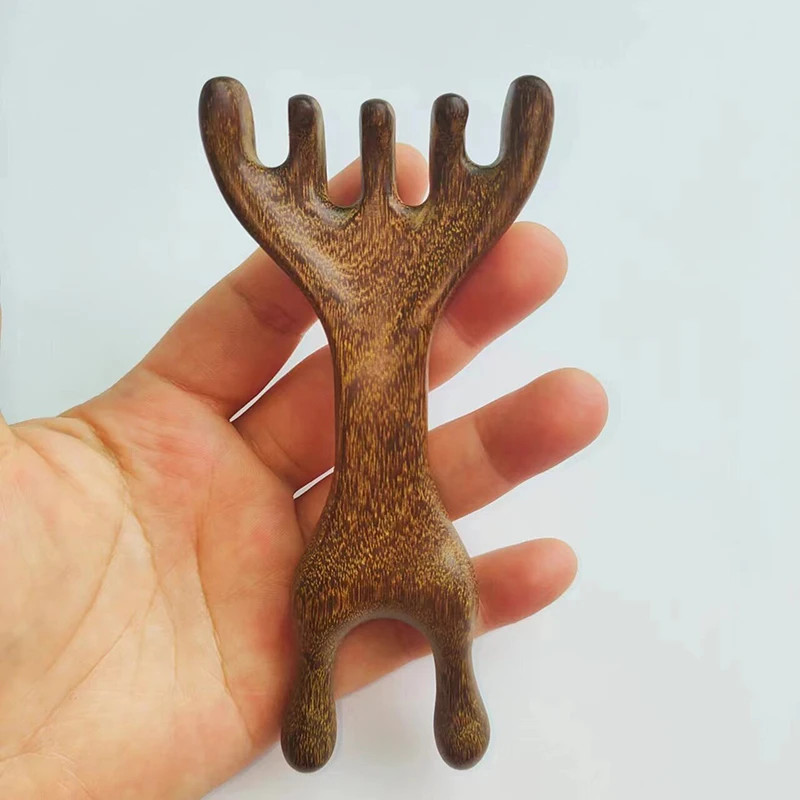 Massage Comb Sandalwood Body Meridian Deer Antlers Wide Tooth Acupuncture Help