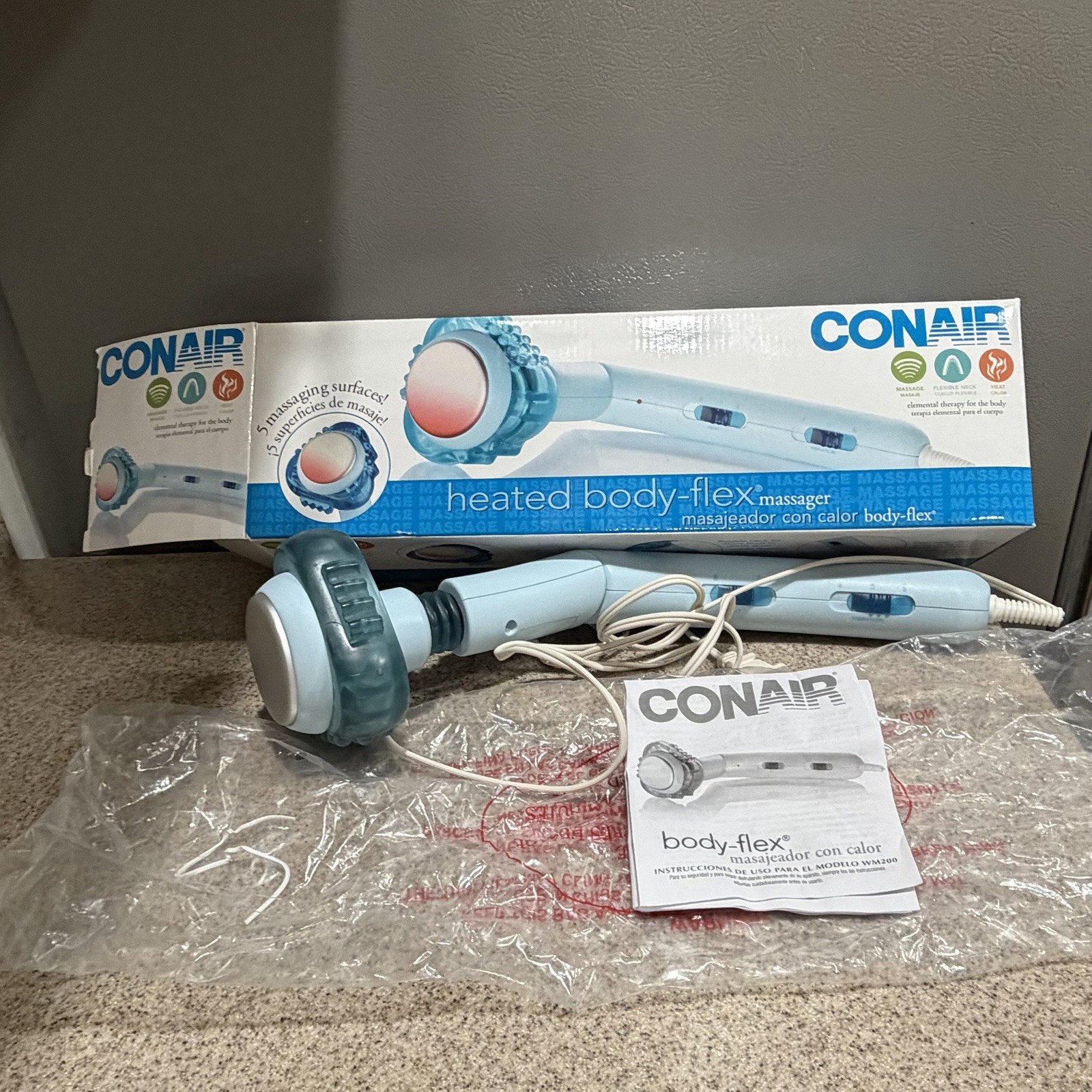 Conair Heated Body-Flex Muscle Massager Hand Held Tested-pristine condition!