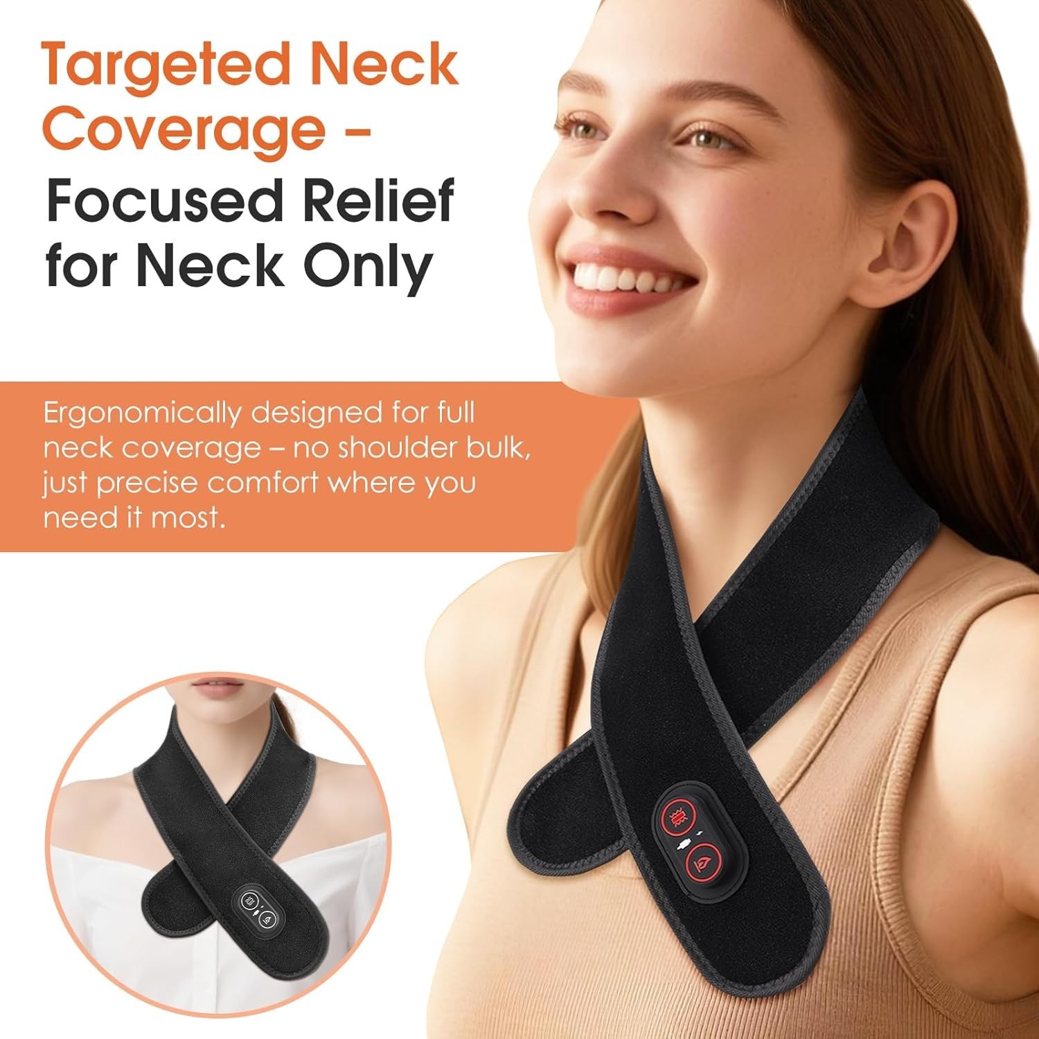Cordless Neck Massager with Heat, Red Light Therapy for Neck, Neck Heating Pa…