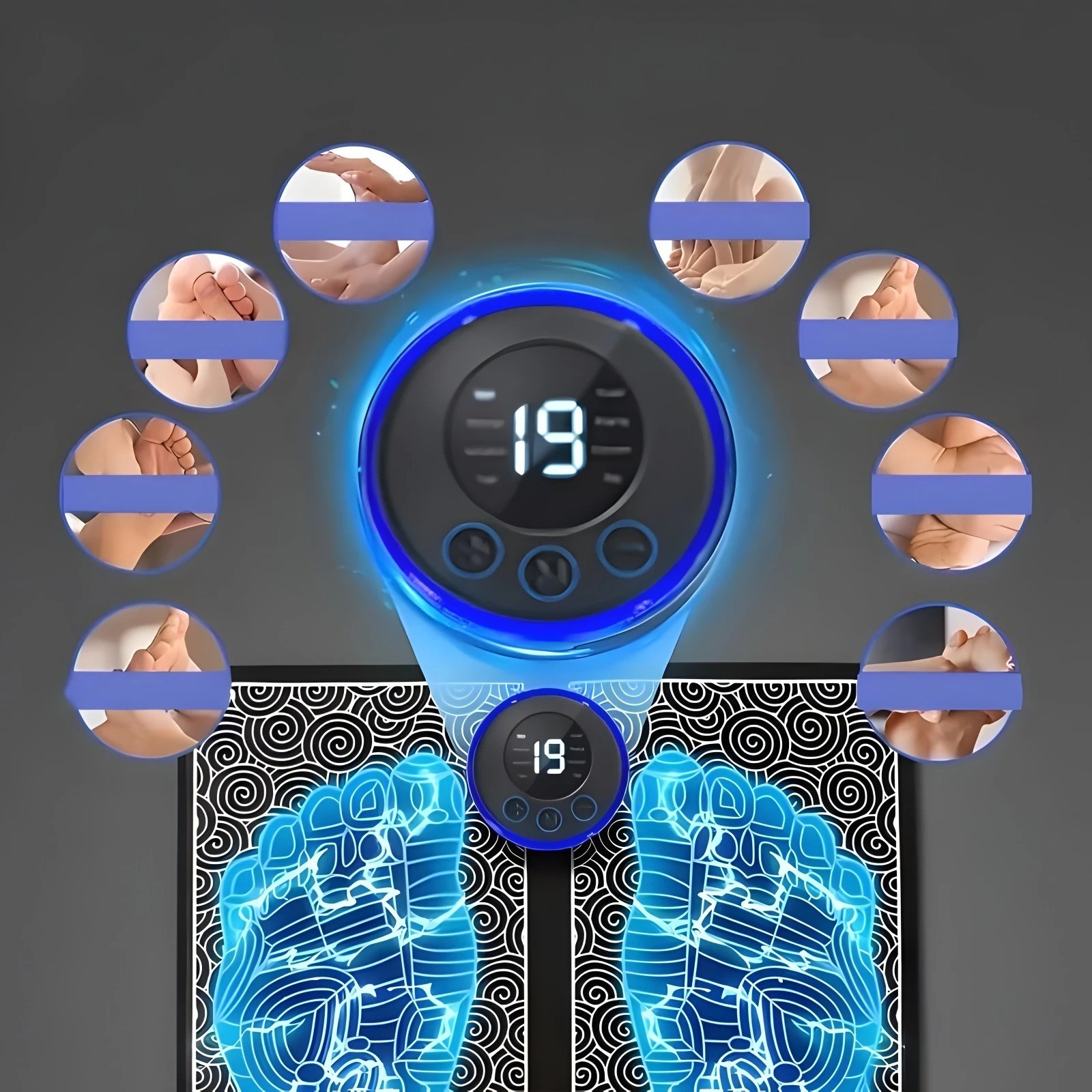 19 Level EMS Electric Foot Massager Pad Muscle Stimulator Blood Circulation Mat