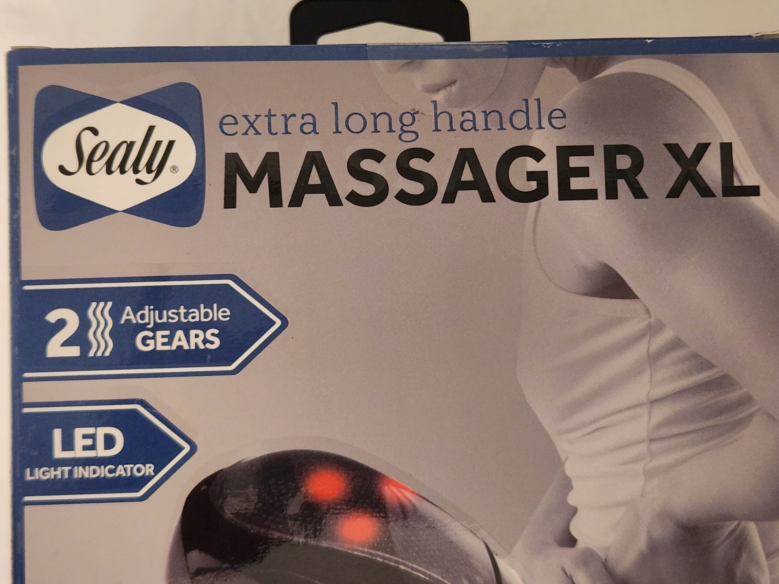 Sealy Massager XL extended handle led light 2 gears 3 massage heads new in box