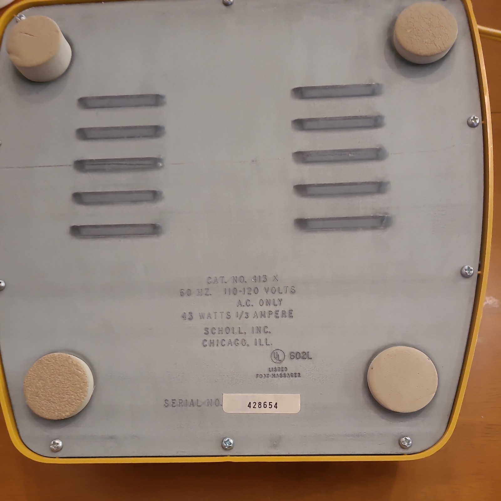 LB3 VTG Dr Scholls Foot Massager With Heat No. 413X, Harvest Gold, TESTED WORKS