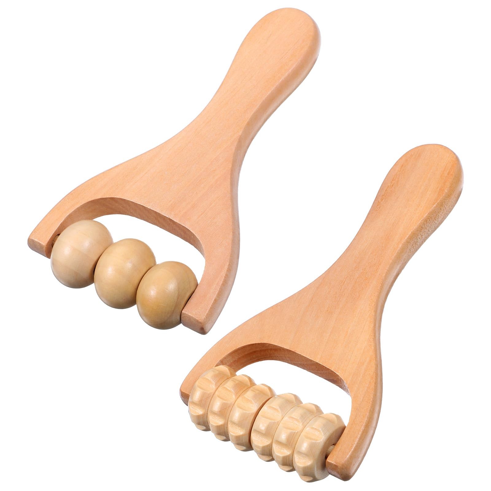 HekouJiub 2Pcs Wooden Massage Roller Handheld Bead Massage Tool for Legs Body…