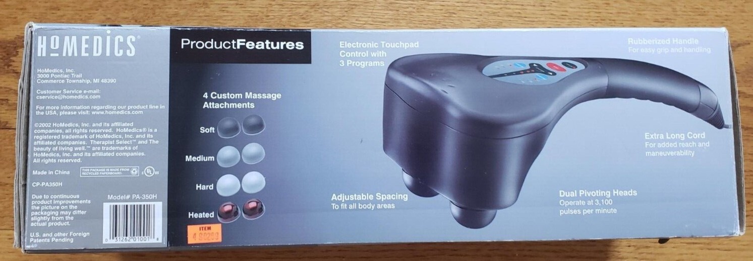 HOMEDICS THERAPIST SELECT Deluxe Electronic Percussion Massager W/Heat PA-350H