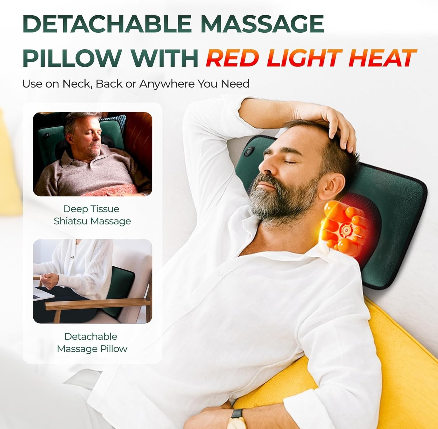 Full Body Massage Mat with Heat, Detachable Massager Pad Deep Tissue Pain Relief