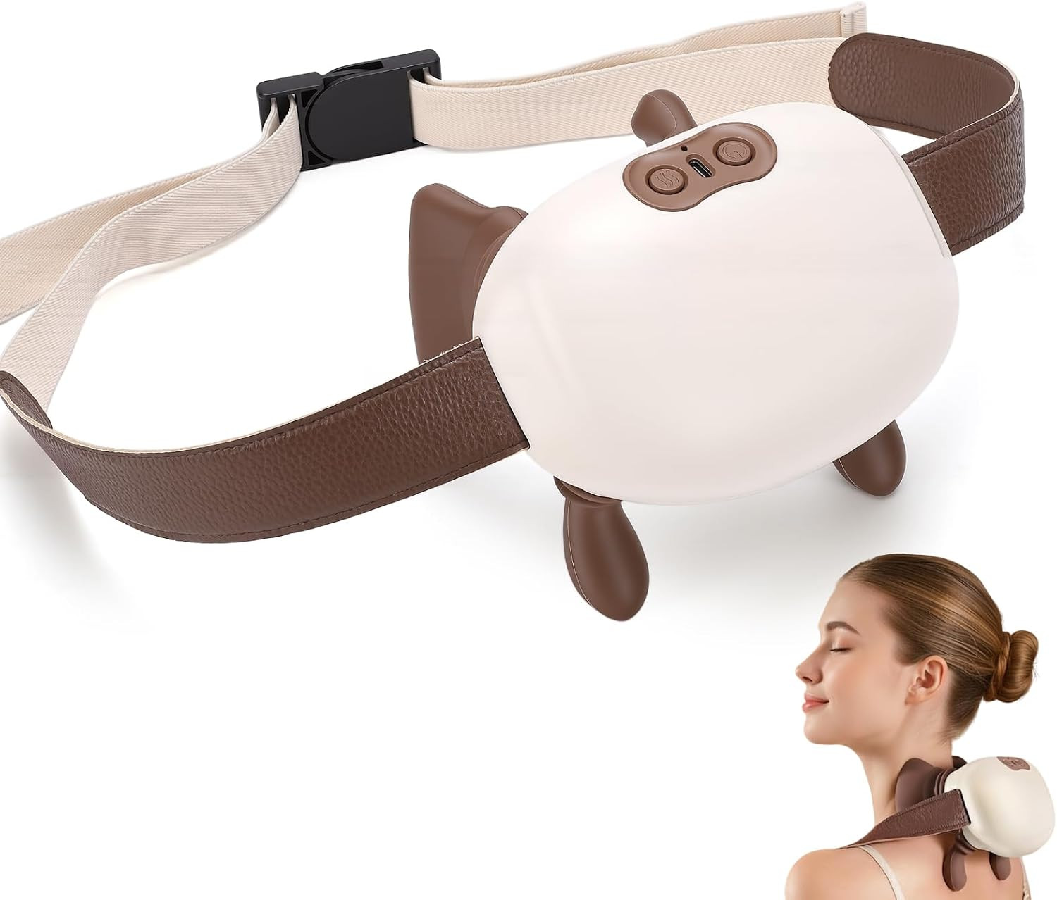 Neck Massager with Heat,Cordless Electric Shiatsu Neck and Back Massager 3 Speed