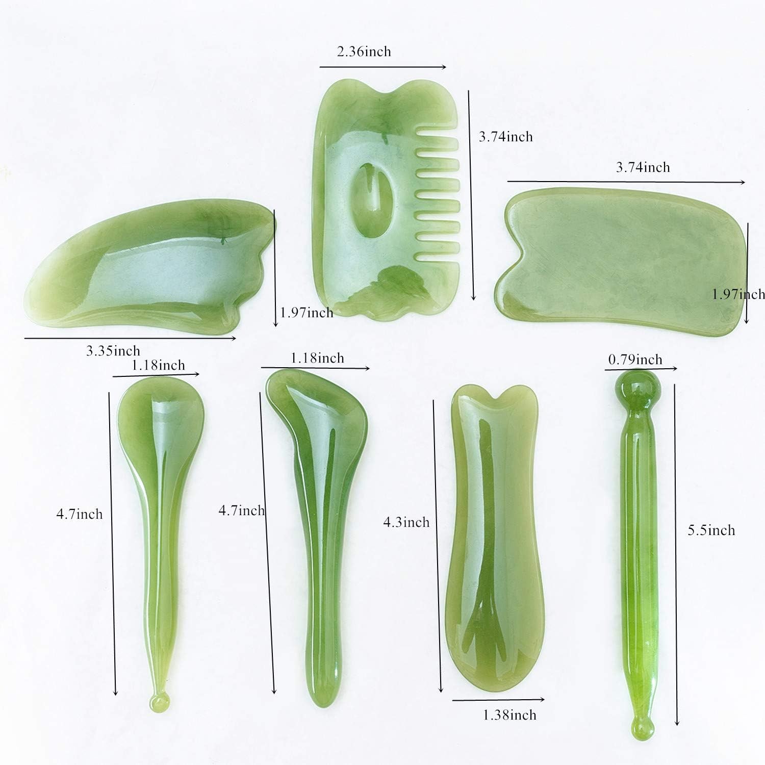 7 Pieces Gua Sha Scraping Massage Tool,Natural Resin GuaSha Tool Green