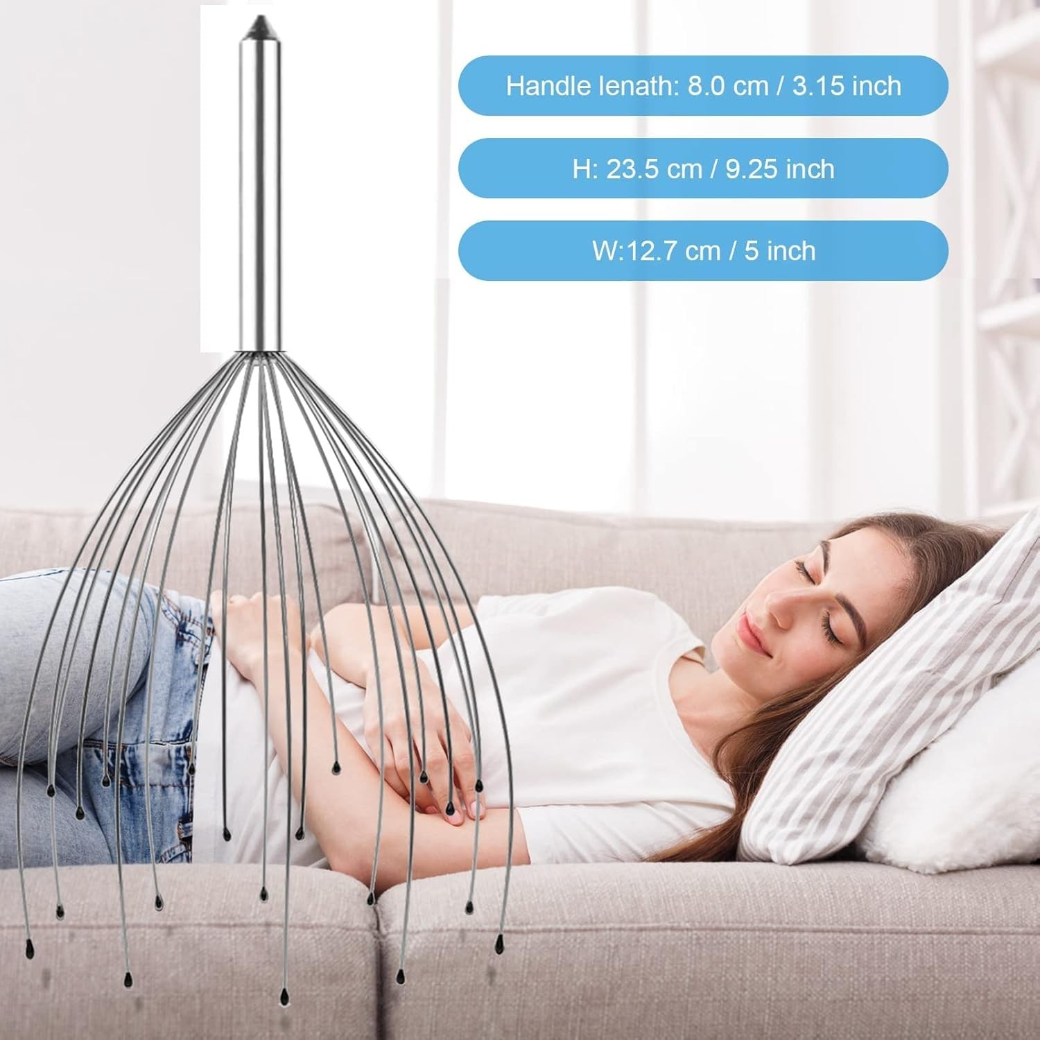 2 Pack Silver Scalp Massagers – 20 Fingers for Stress Relief & Hair Growth