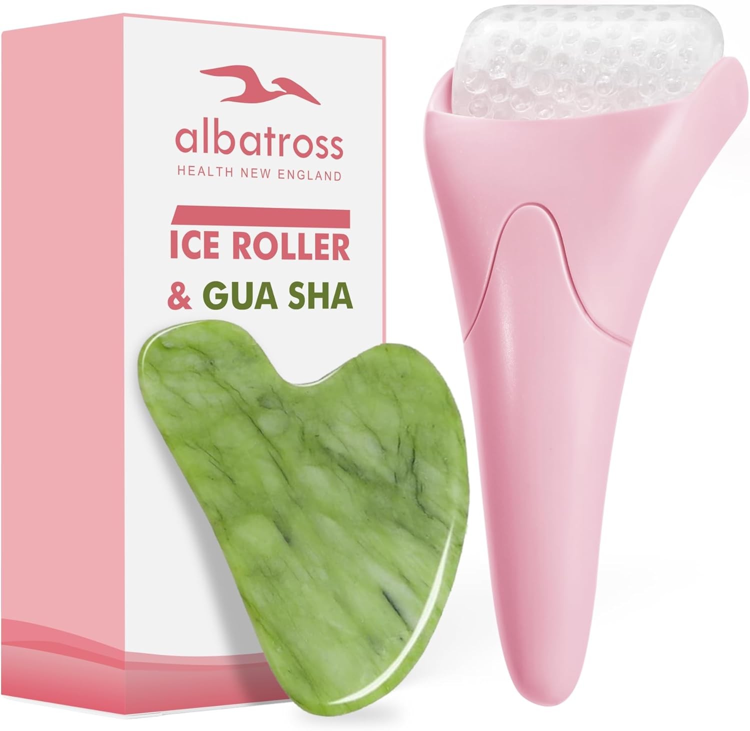 Gua Sha & Ice Roller for Face, Small Gifts, Facial Tools for Puffiness and Redne