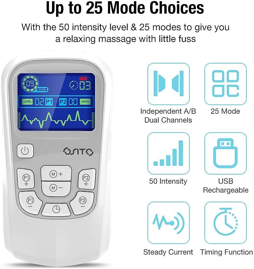 OSITO TENS Unit Electric Pulse Massager Muscle Stimulator Machine Pain Relief US
