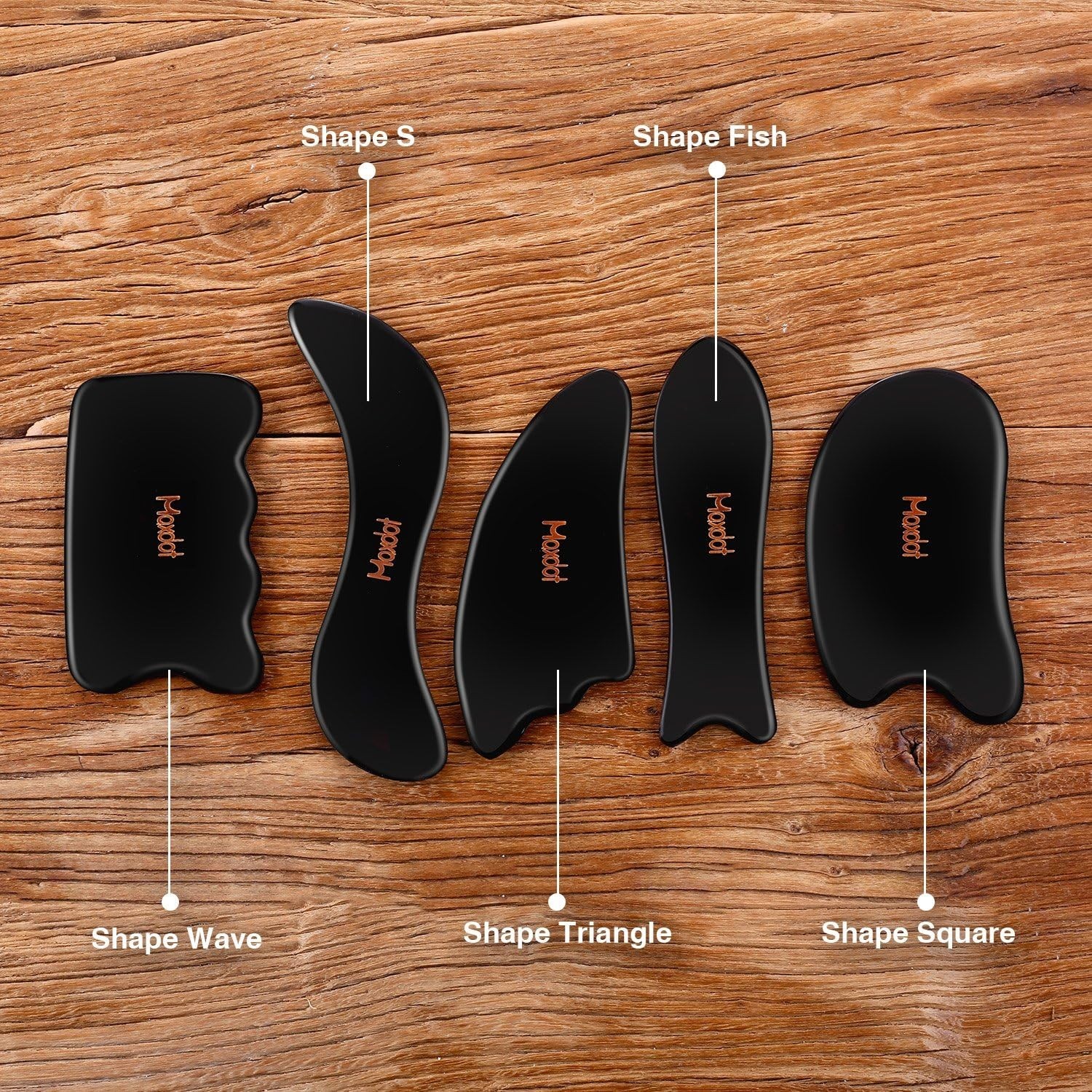 5-Piece Gua Sha Massage Tool Set for Pain Relief & Muscle Therapy – Modern Black