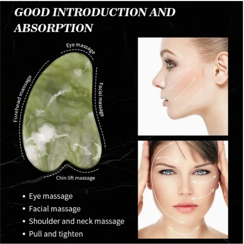2 pcs Jade Roller and Gua Sha Set – Guasha Tool for Face – Skin Care Gift Set