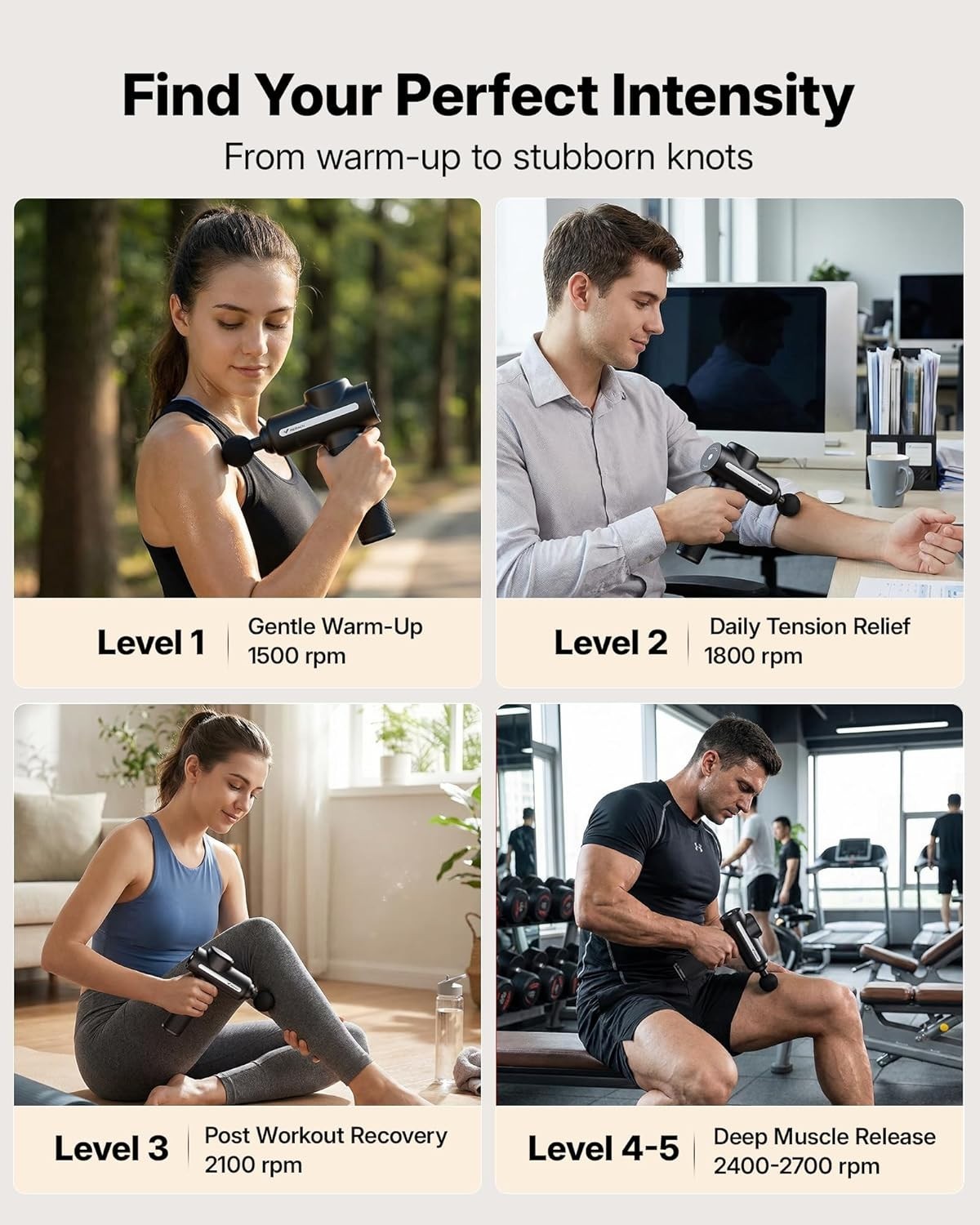 Rechargeable Deep Tissue Massage Gun – Cordless, LCD Display & 6 Massage Heads