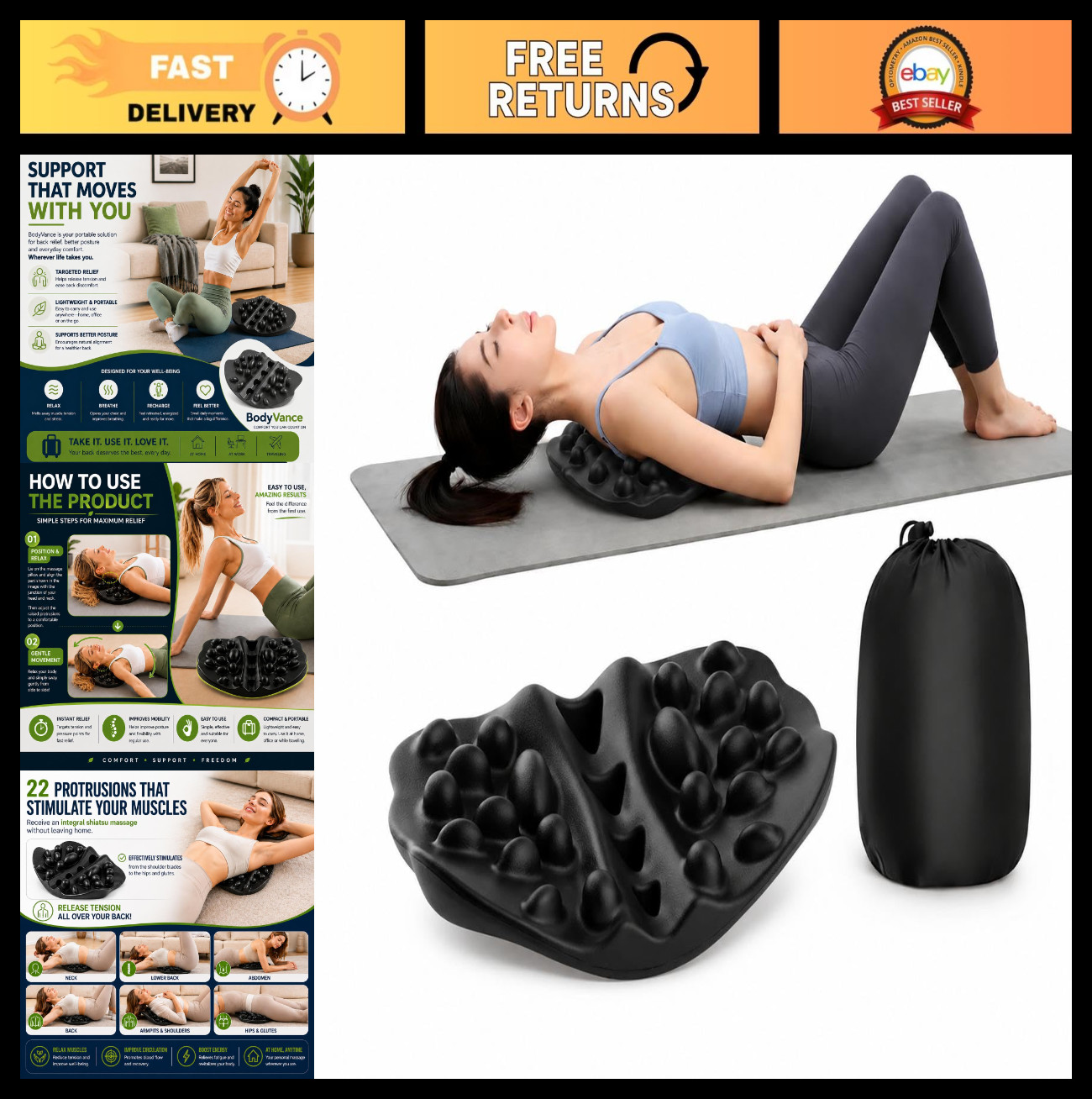 Shoulder Blade & Trapezius Massager – Upper Back Stretcher for Muscle Relief, Ne