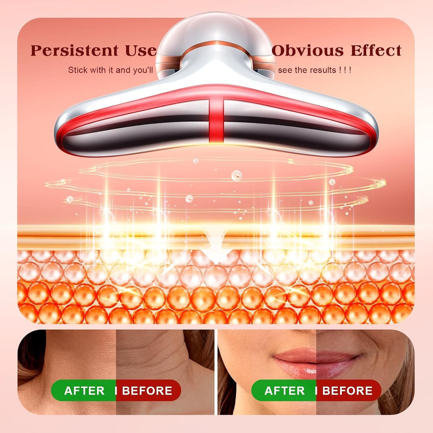 Rechargeable Skincare Device: LED Facial Massager for Anti-Aging Treatments
