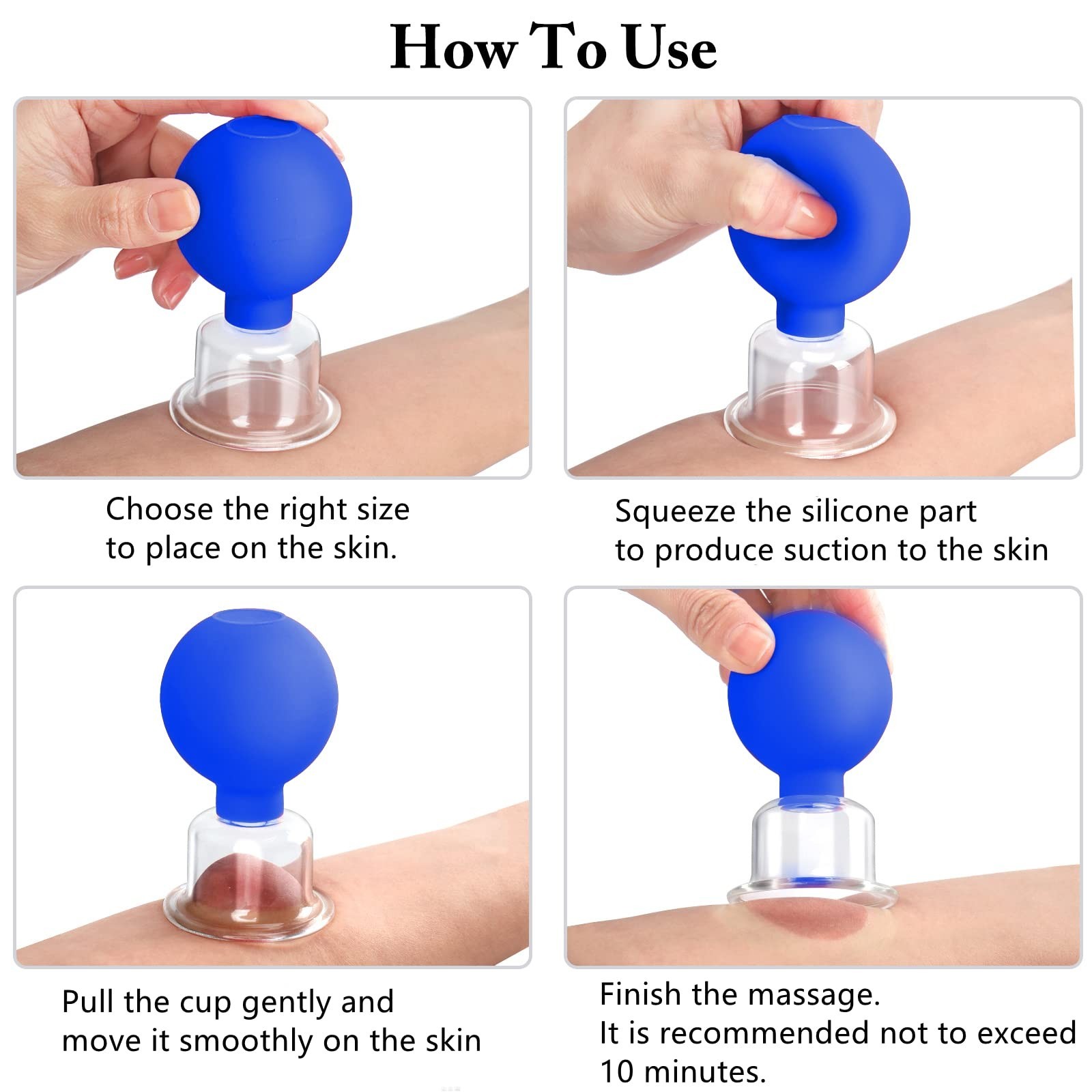 Facial Cupping Therapy Set – 4 Sizes Glass Vacuum Massage Cups for Anti-Cellulit