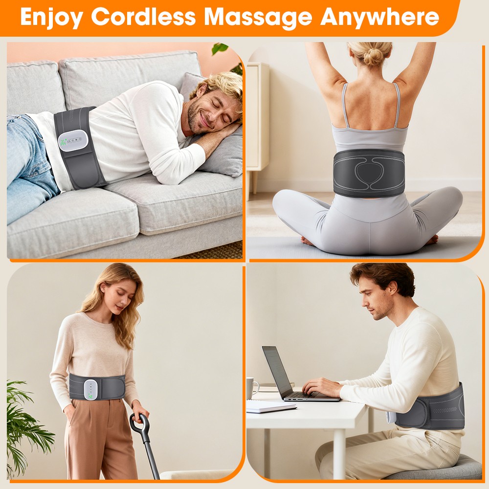 Massage Belt with Heat Air Compression Lumbar Support for Lower Back Pain Relief