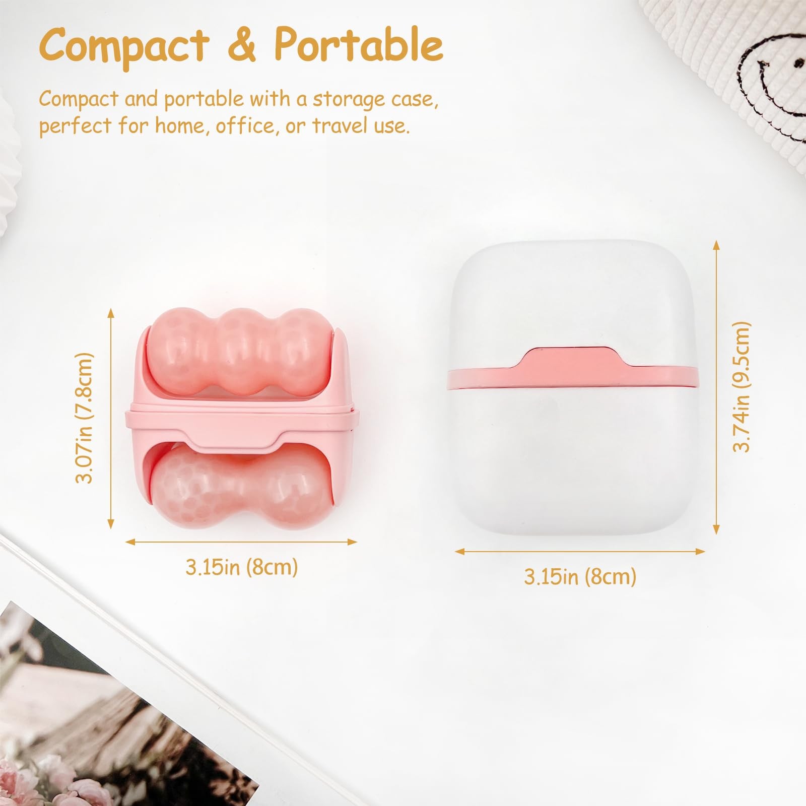 Facial Ice Roller for Face & Eyes, 2-in-1 Skin Care Cooling Roller with Trave…