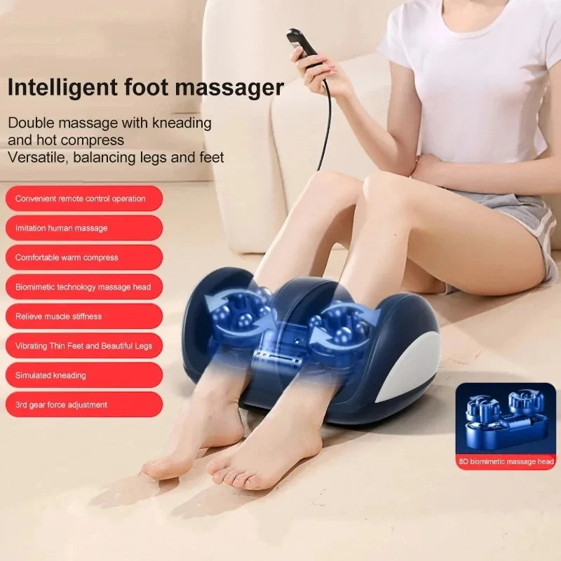 Heated Foot and Leg Massager Electric Kneading Rolling Foot Calf Relaxer Machine