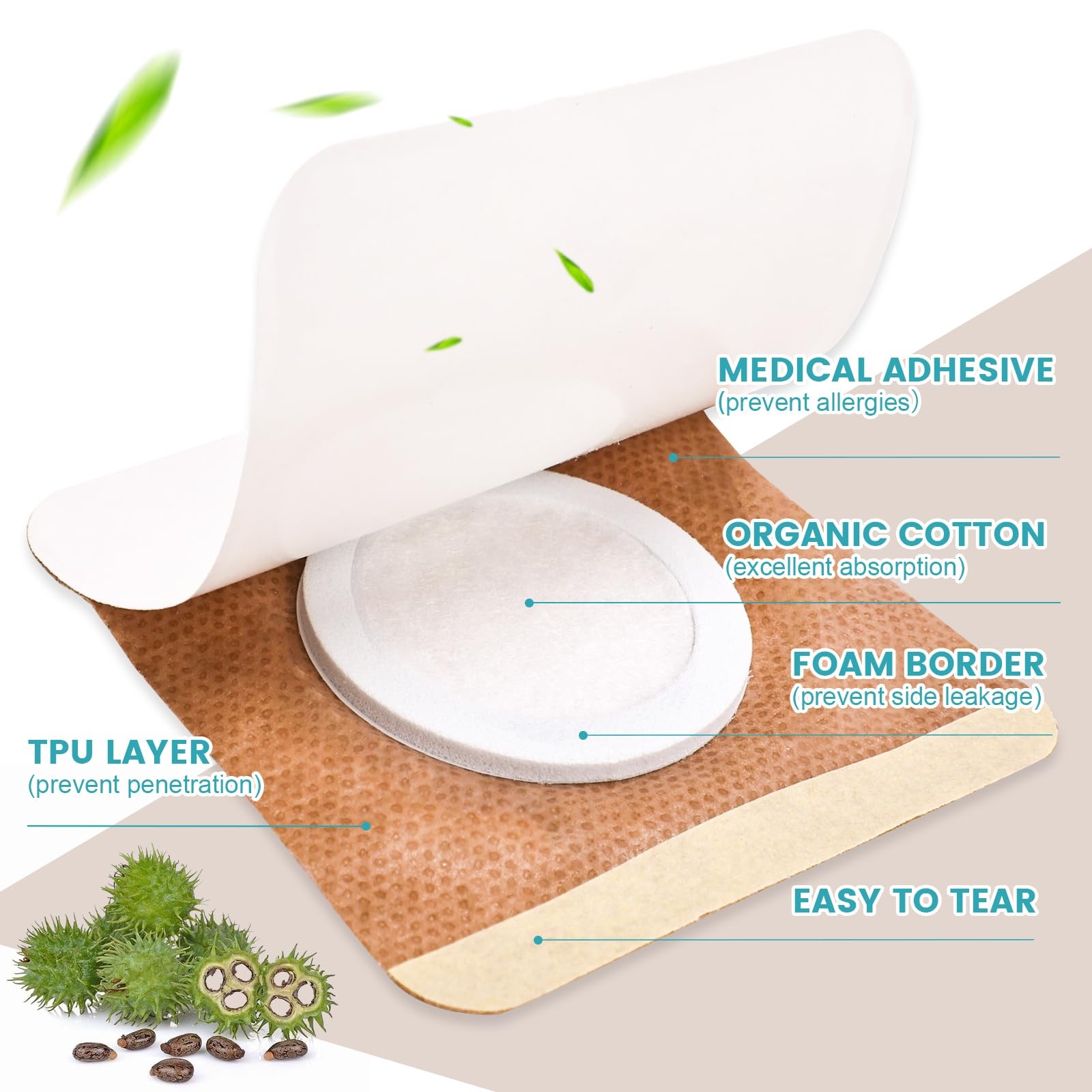 72Pcs Castor Oil Pack Wrap, Organic Cotton Castor Oil Patches for Belly Button,