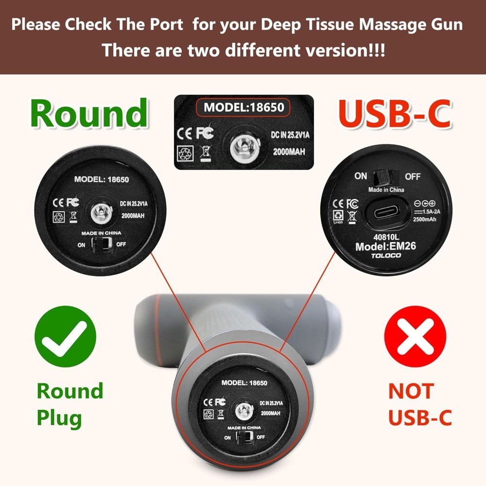 24V-25.2V Massage Gun Charger for Hypervolt, Toloco, AERLANG, Darkiron, HARDNEX,