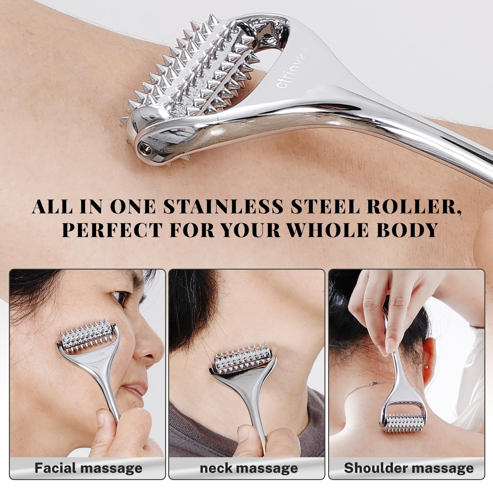 Portable Stainless Steel Acupuncture Massage Roller for Pain Relief & Muscle Rel