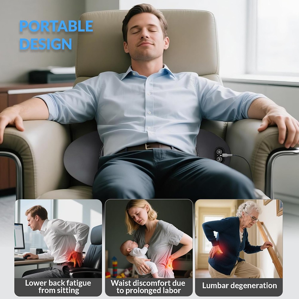 Electric Lumbar Support Pillow 3 In 1 Smooth Spine Triple Fusion Back Massager