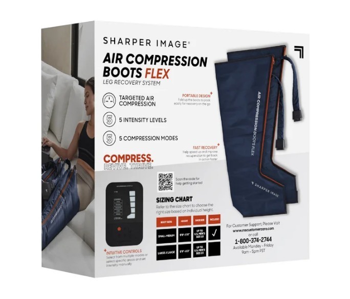 Sharper Image Air Compression Boots Flex Leg Recovery System Small/Medium Blue