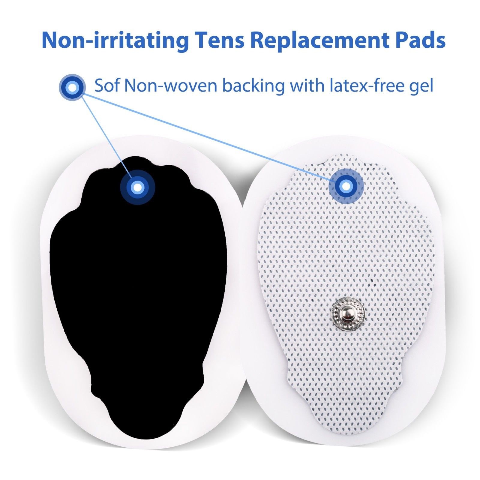 40 Large Snap On Replacement Electrode Pads For TENS EMS Unit & Pulse Massager
