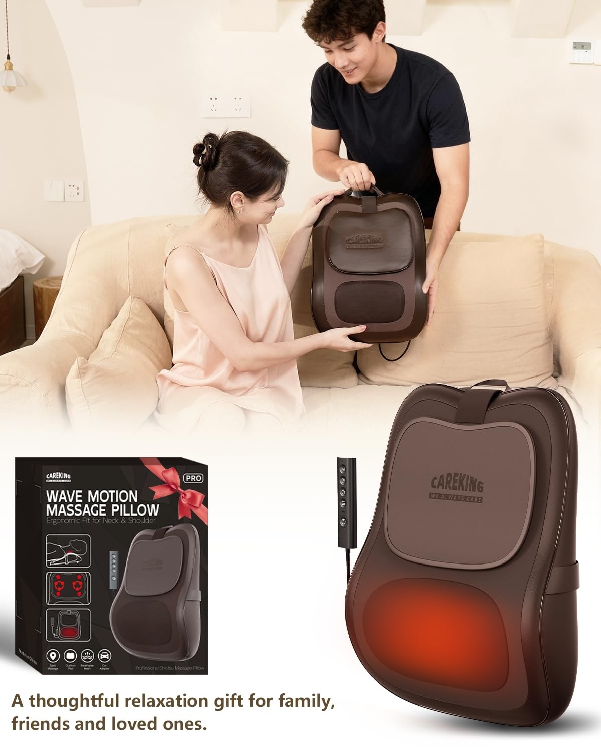 Back Massager With Heat,3D Shiatsu Kneading Massage Pillow,Gifts For Women Me…