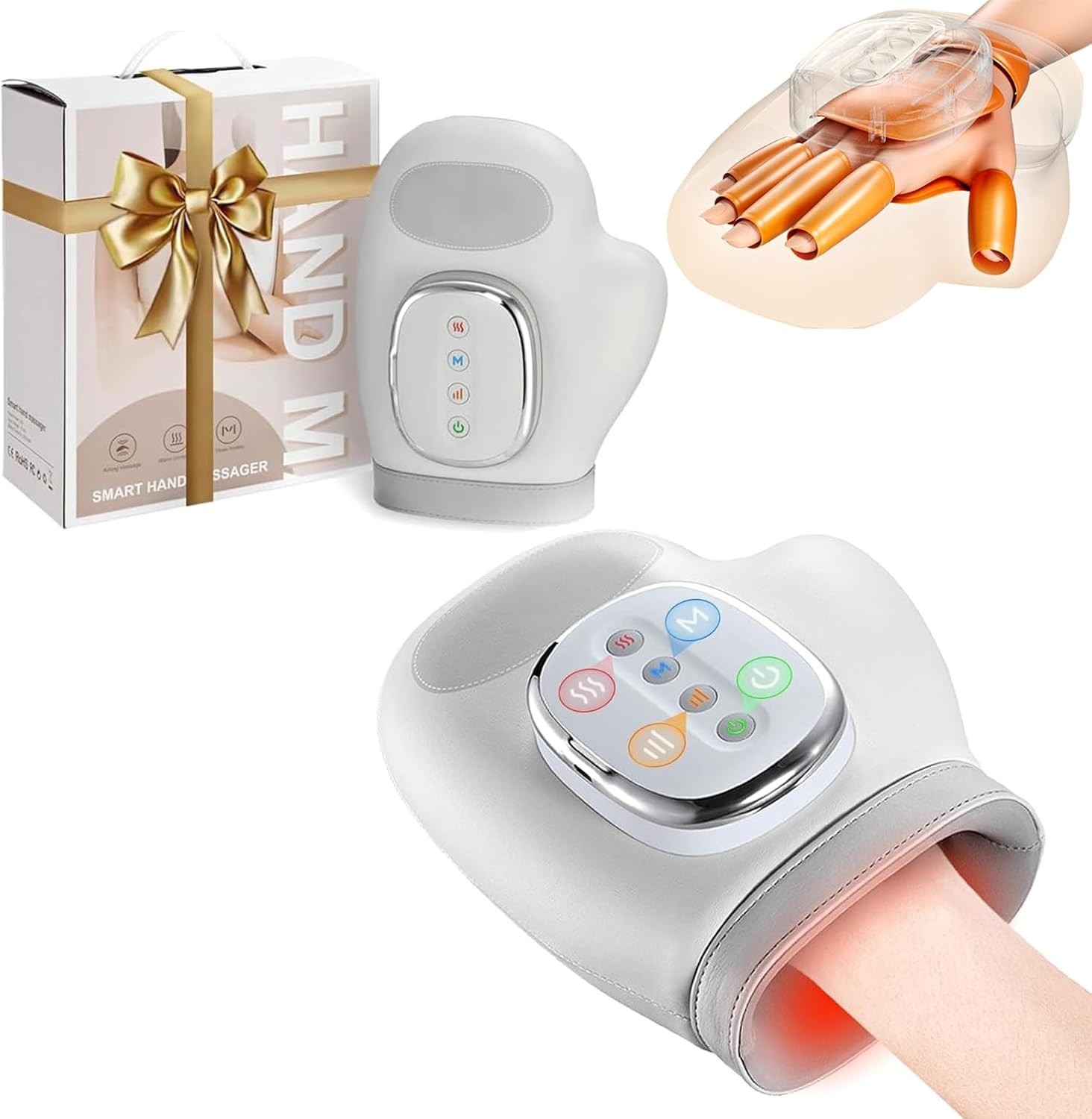 Hand Massager with Heat and Compression, Ideal Gift for Hand Massage Finger Mass