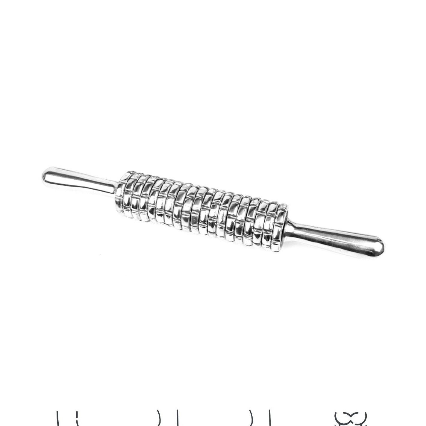 Silver Metal Manual Body Massage Roller Stick Back Legs Arm Abdomen Buttocks