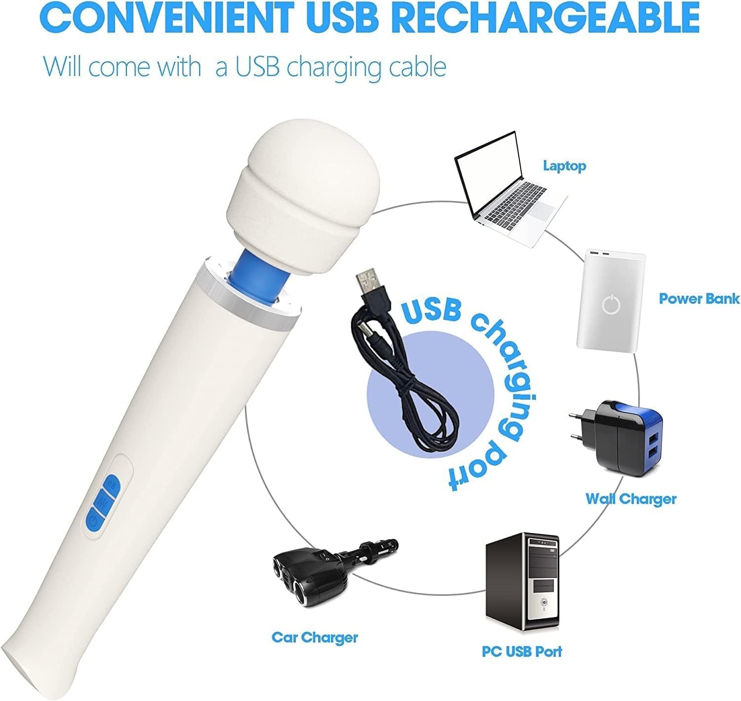 Brand New Therapeutic Cordless Massager – White 8 Speeds