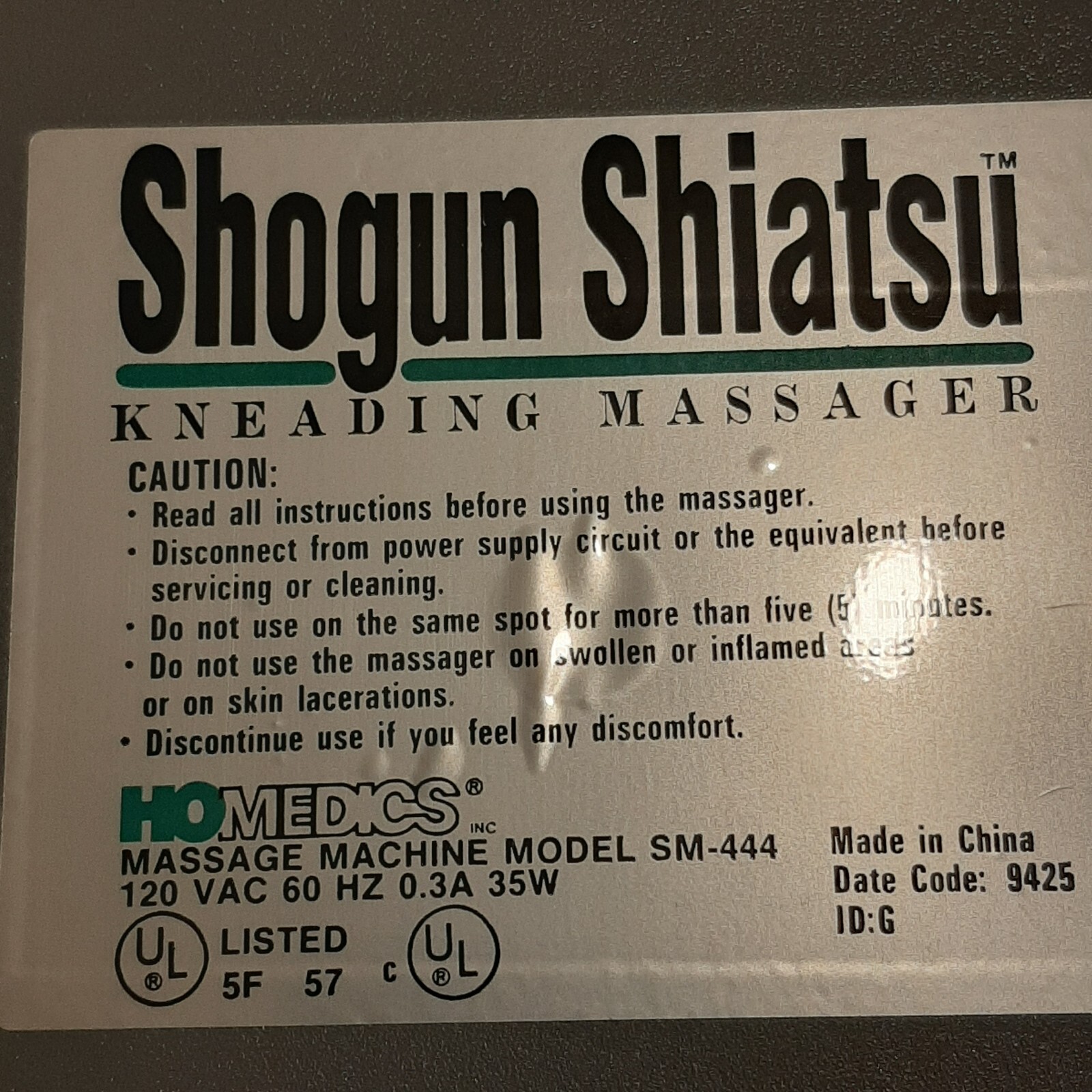 Shogun Shiatsu Kneading Massager Model SM-444 Portable Massager Homedics W/ Box