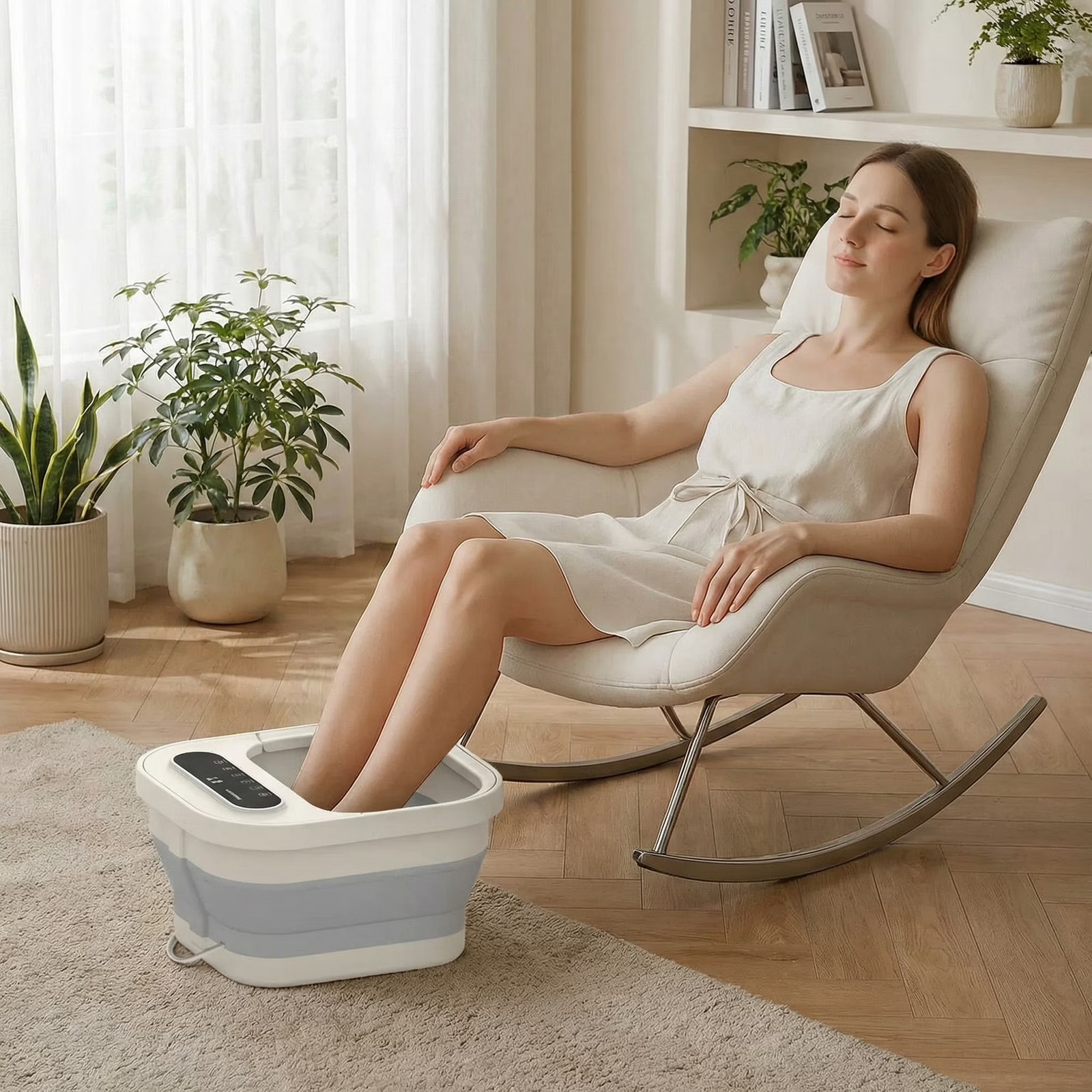 Foot Spa Bath Massager Heat Bubbles Vibration Soaking Pedicure Tired Feet Relief