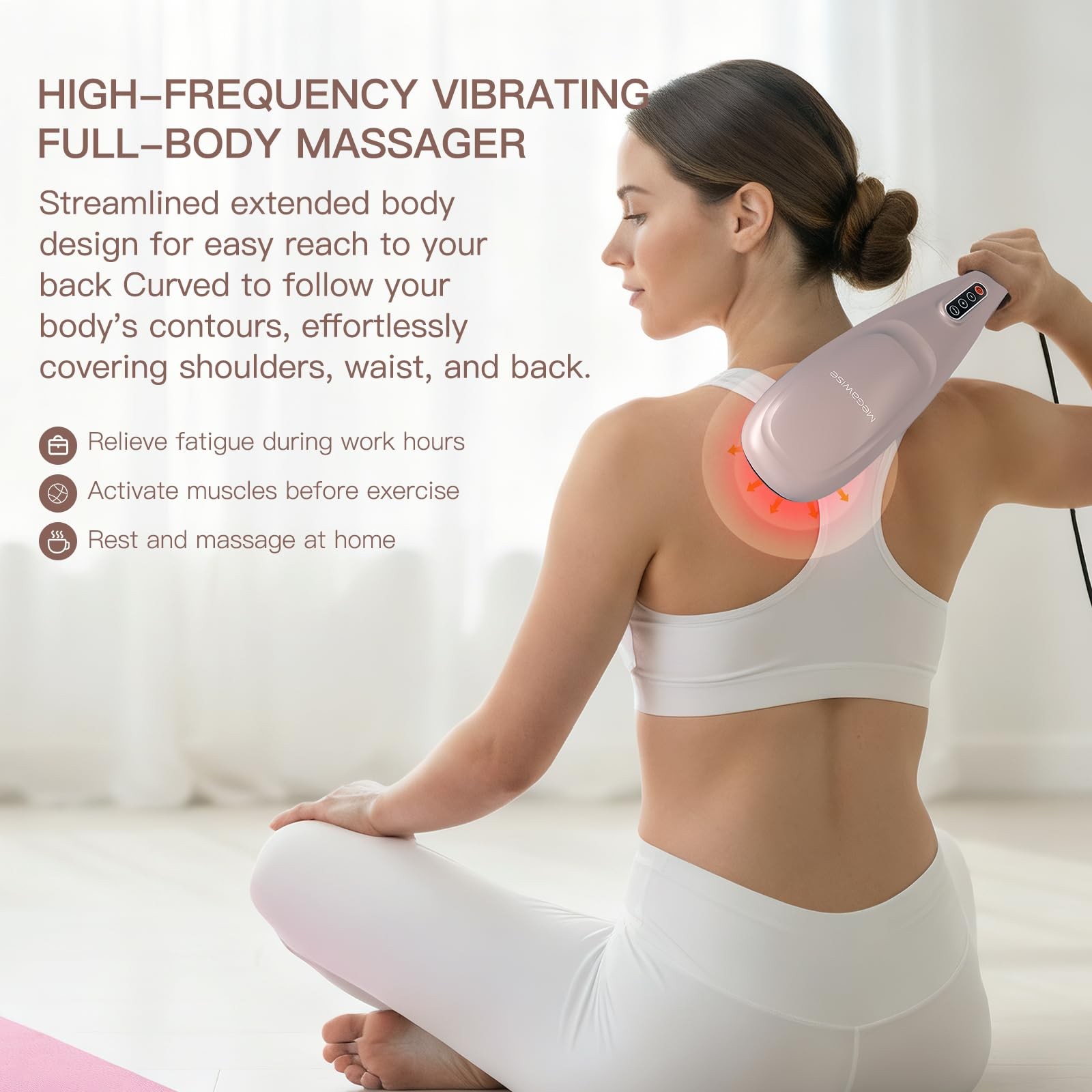 Megawise Handheld Back Tissue Percussion Massage For Back Neck Shoulders Waist