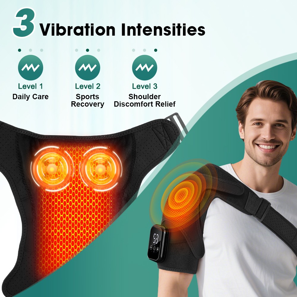 Electric Heated Shoulder Massager Joint Pain Relief Brace with Vibration Therapy