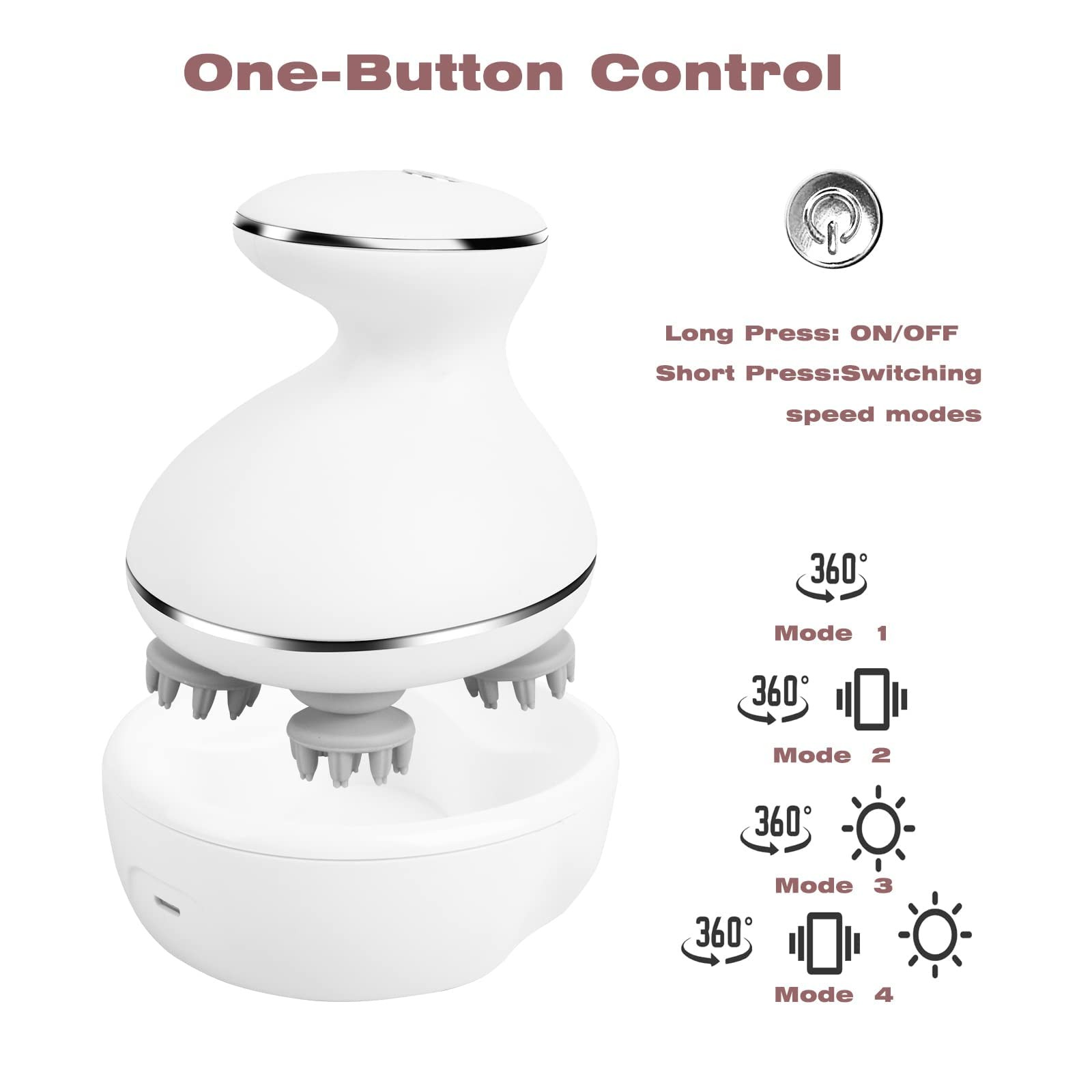 mxm2mxm Electric Scalp Massager with red Light 5*5*4.9, White