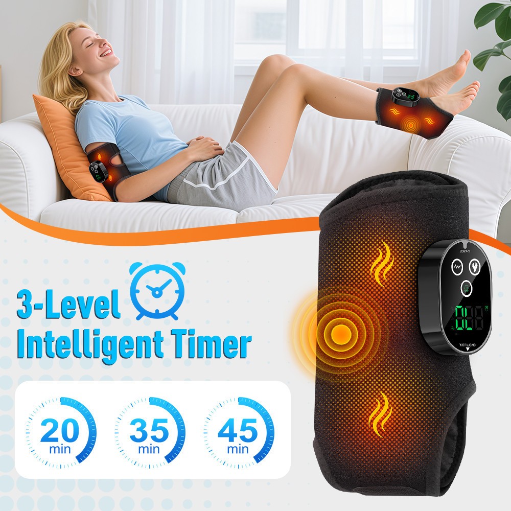 Cordless Foot Ankle Massager Pain Relief with 6 Heat Levels, 3 Vibration Modes