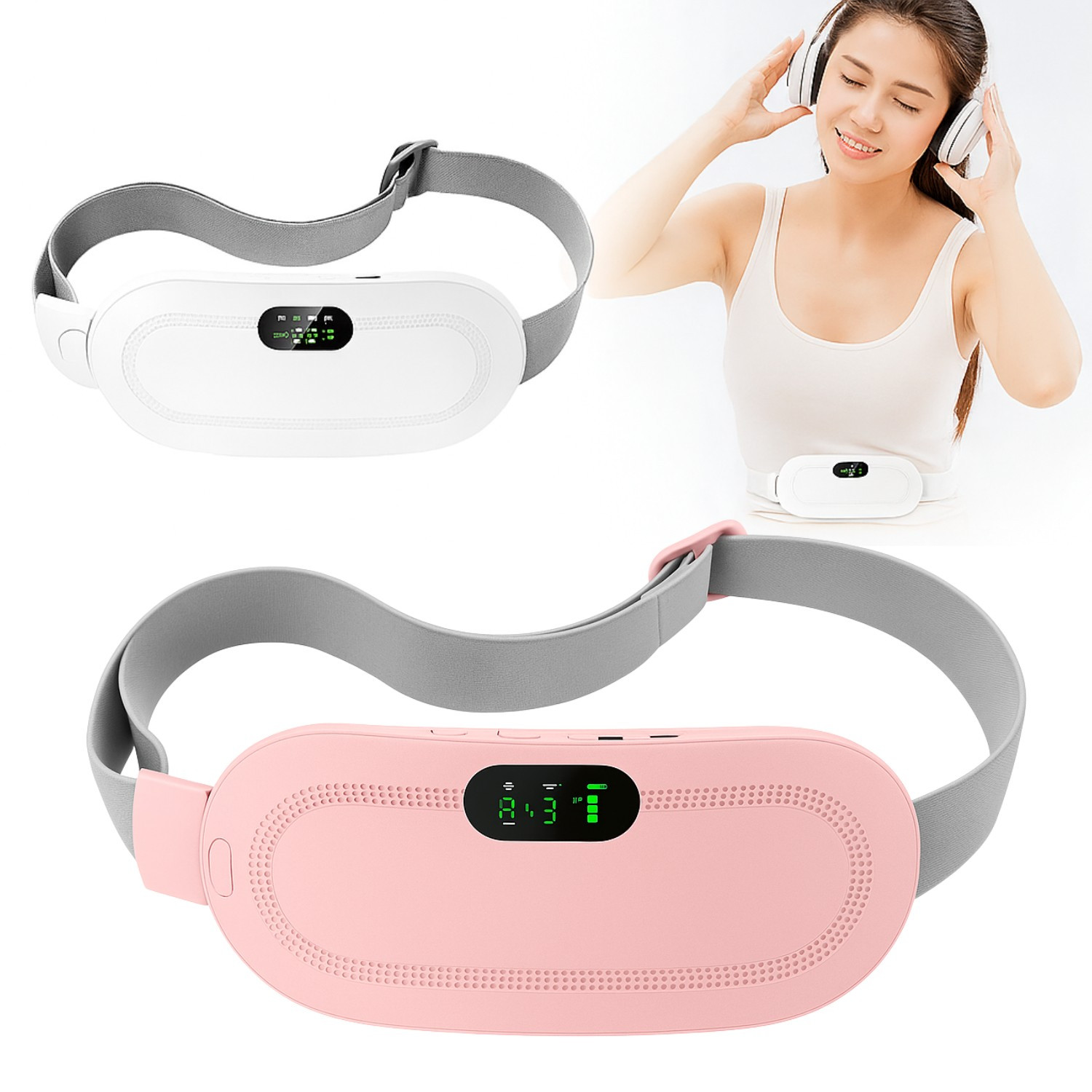 Menstrual Relief Heating & Vibration Belt Electric Massager for Waist & Abdomen