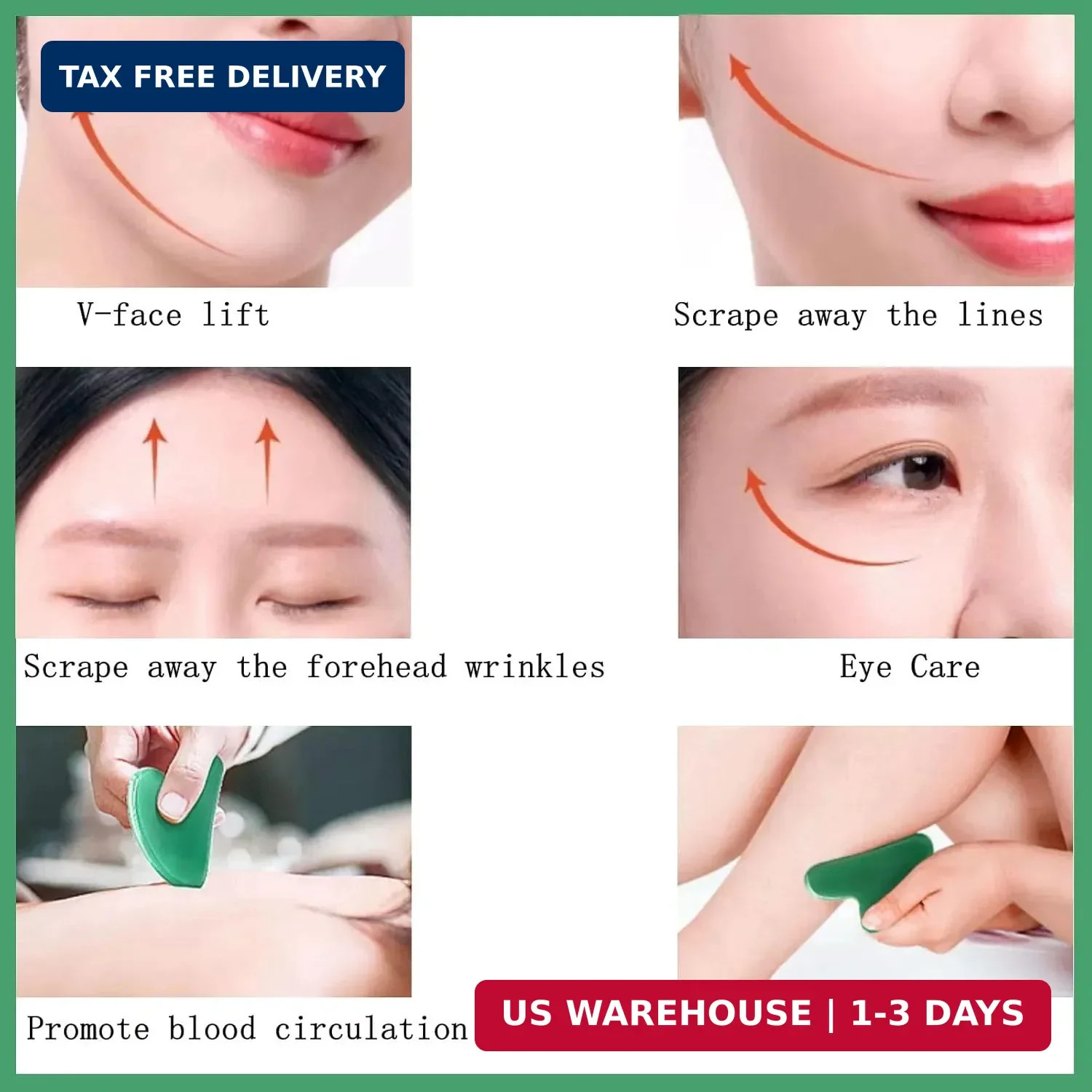 Gua Sha Jade Stone Gua Sha Massage Tool, Guasha Tool for Face and Body Skin Mass