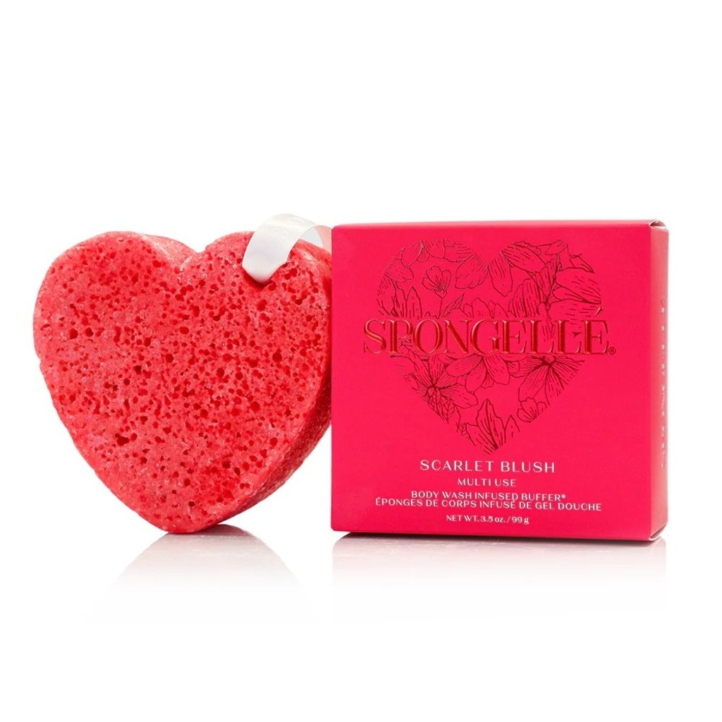NIB SPONGELLE SCARLET BLUSH HEART BUFFER 20+ washes
