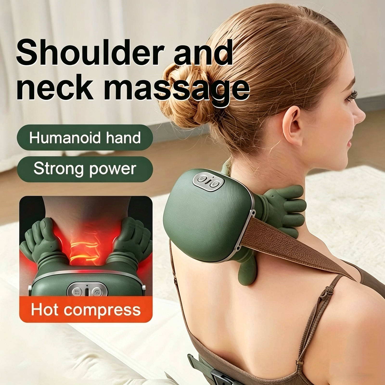 Wireless Neck Cervical Trapezius Kneading Massage Shawl 4D Bionic Finger Neck