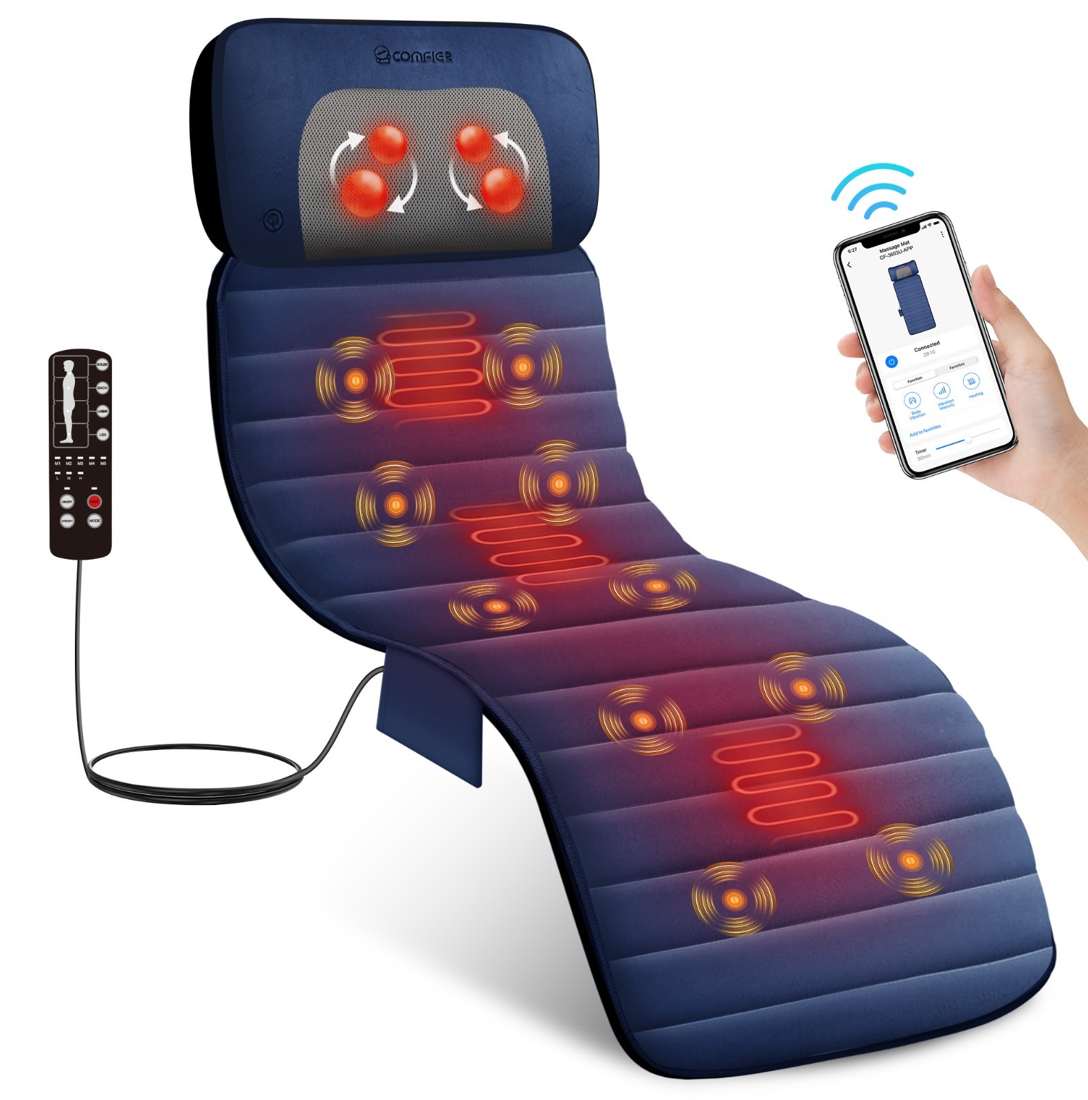 Snailax Full Body Back Massager with Detachable Shiatsu Neck Massage Pillow