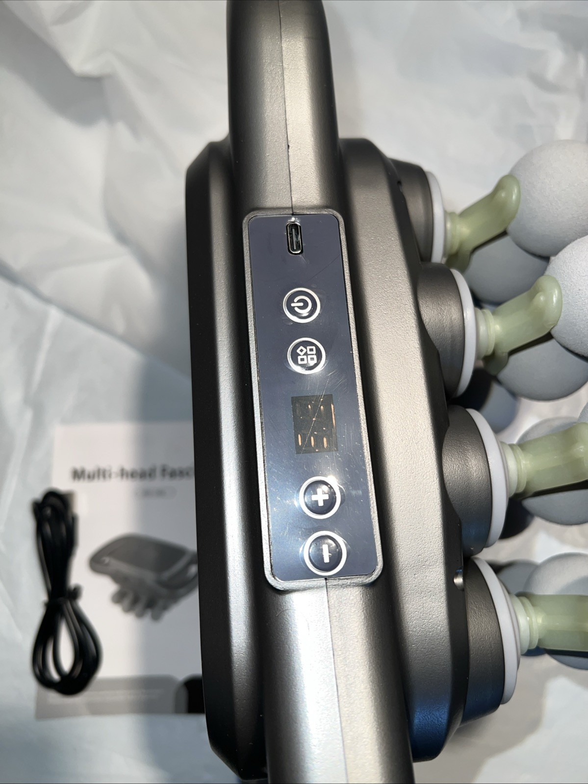16-Head Deep Tissue Massage Gun with Red Light Therapy, 9-Speed Body Massager