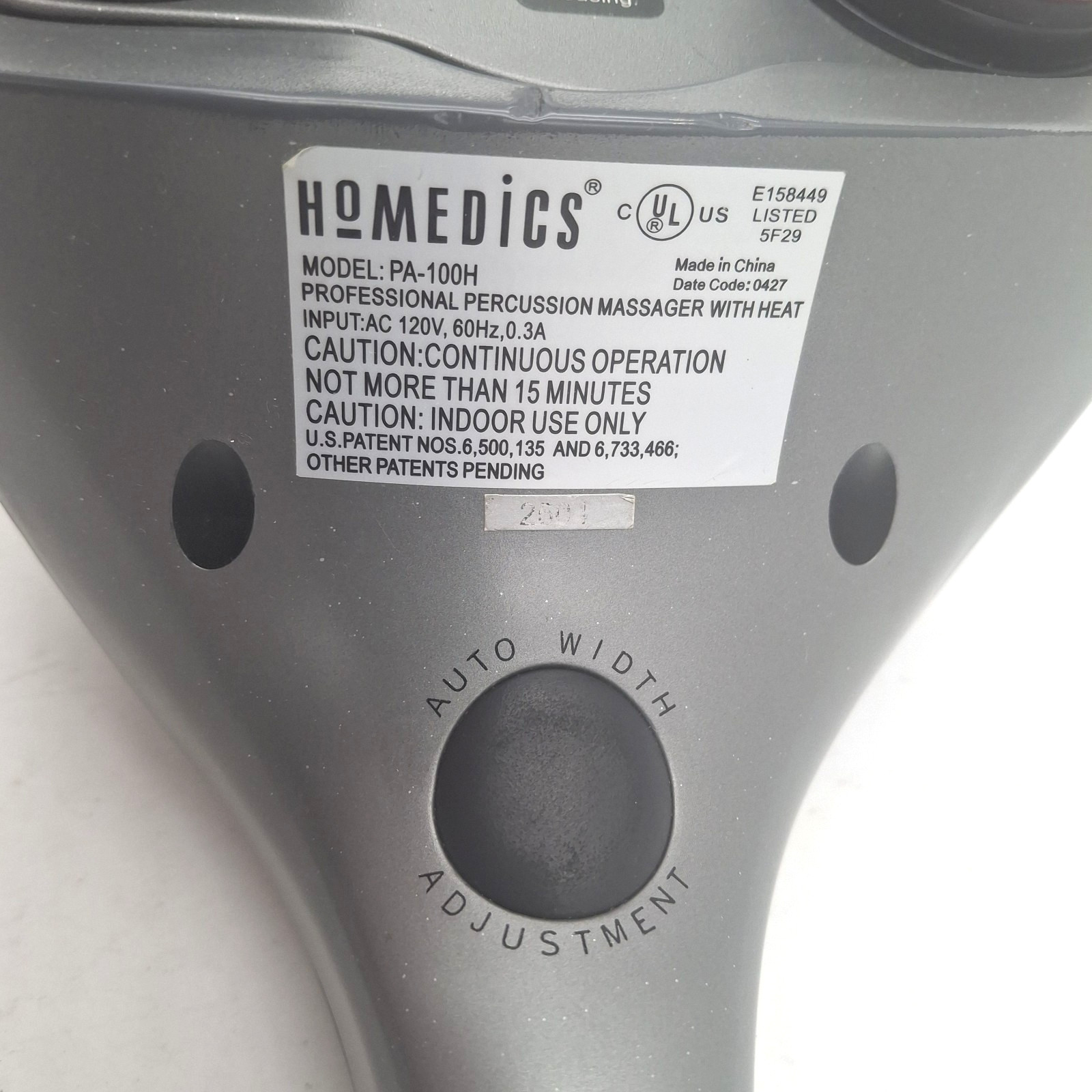 Homedics Model PA-100H Percussion Massager w/ Heat and Auto Width Adjustment