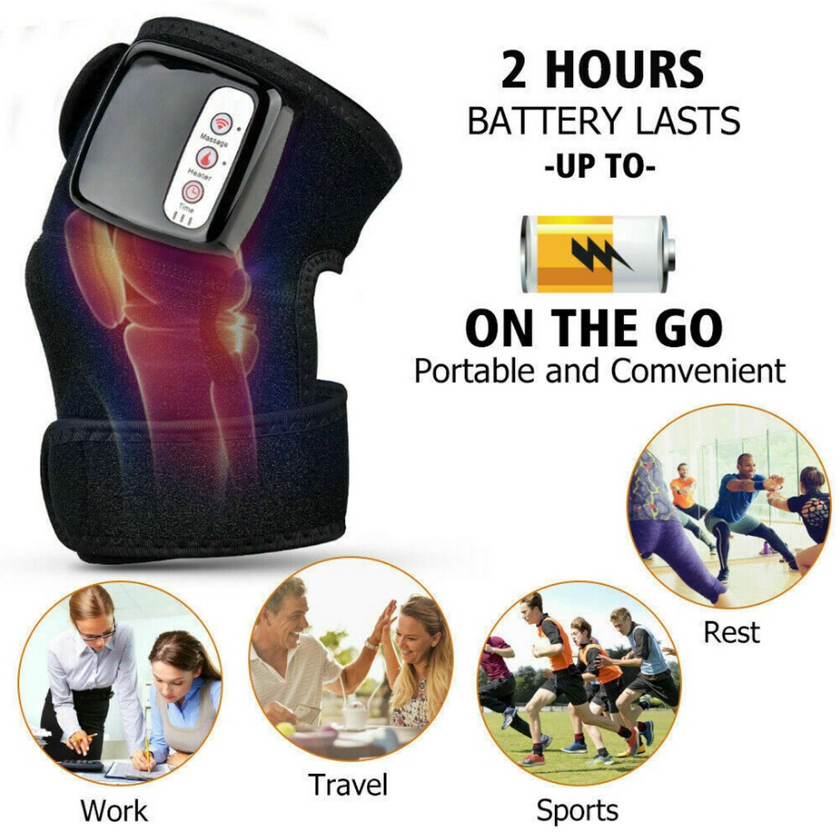 1x Electric Heating Knee Massager Knee Joint Pad Brace Pain Relief(No Color Box)