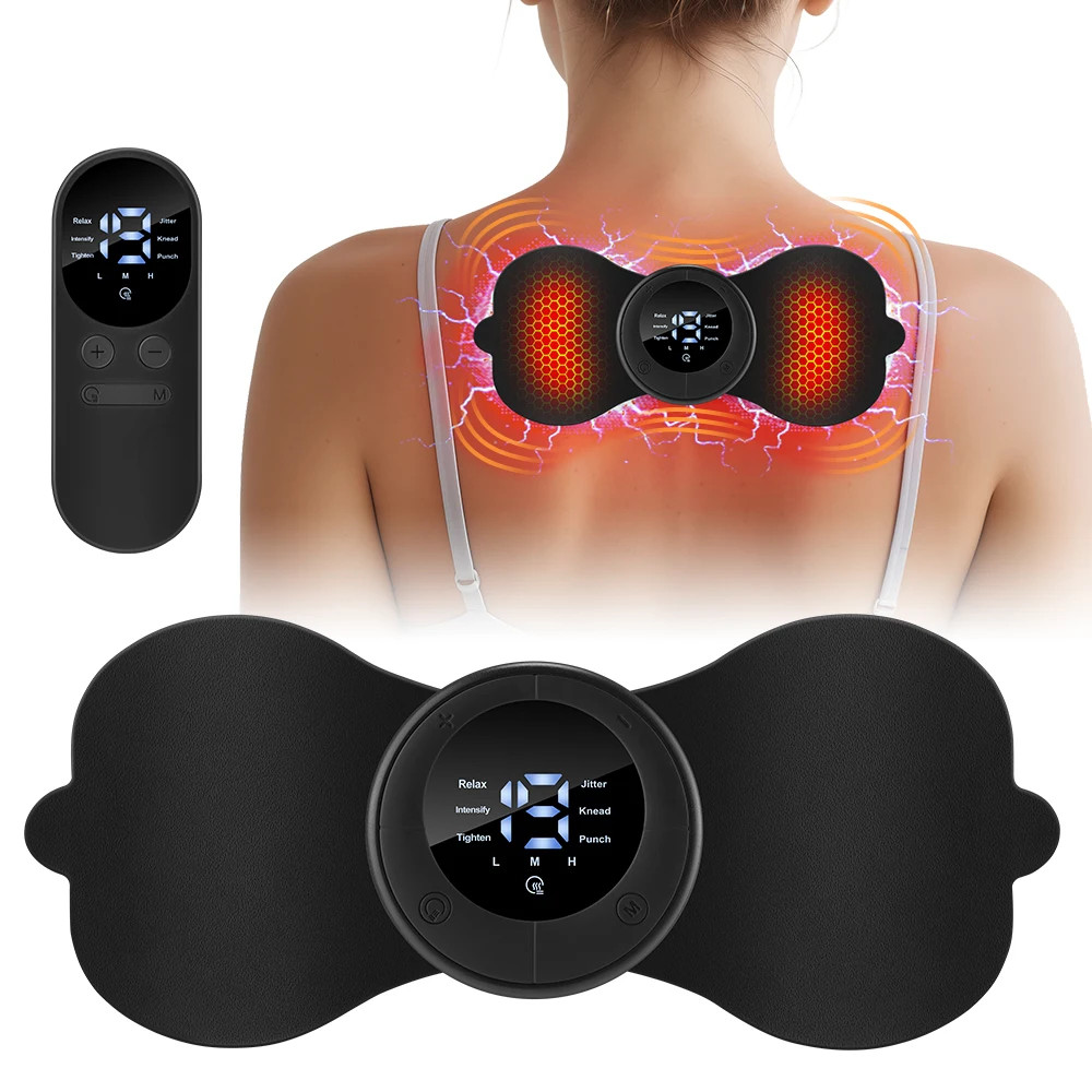 Smart Electric Neck Massager Set Cervical Patch 8 Modes 19 Levels Intensity Port