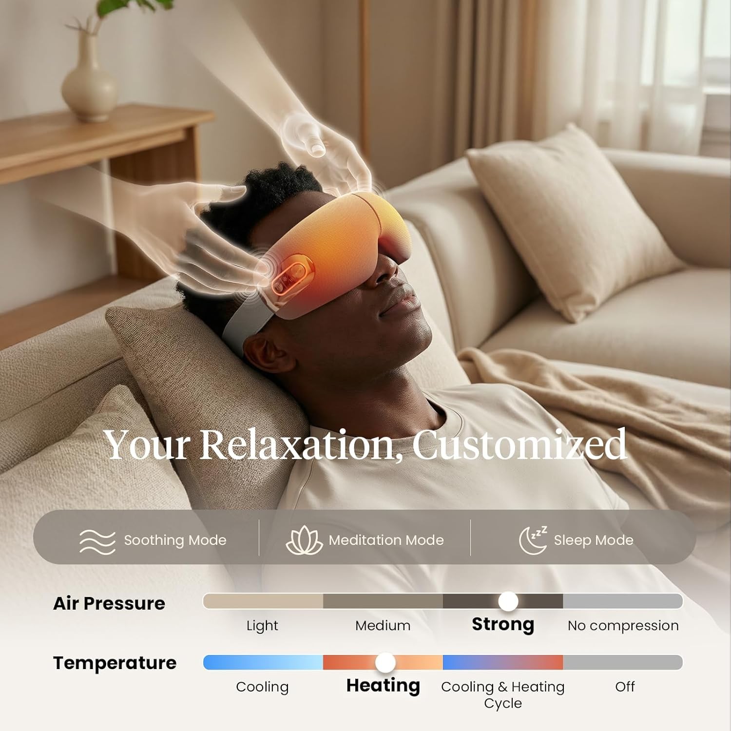 Bob and Brad EYEFLOW Eye Massager with Heat Cooling Sleep Compress Eye Mask